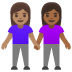 👩🏽‍🤝‍👩🏾 women holding hands: medium skin tone, medium-dark skin tone display on Google